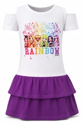 Produktbild von Rainbow High Mädchen Kinder Sommerkleid kurzes Kleid 104 -110 Baumwolle - 110, Weiß