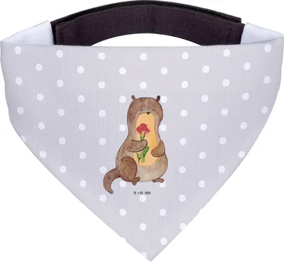 Produktbild von Mr. & Mrs. Panda Halstuch Für Hunde Otter Blumenstrauß - Grau Pastell - Geschenk, Niedlich, Tuch, Seeotter, Süß, Bandana, Hund, See