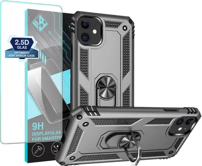 Produktbild von Armor Outdoor Handyhülle für Apple iPhone 11 Handy Panzer Case Schutzhülle mit 9H Displayglas Displayschutz Farbe: Silber