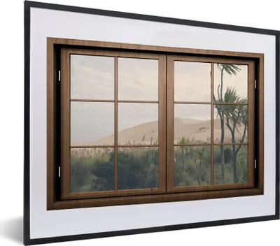 Produktbild von MuchoWow® MuchoWow® Gerahmtes Poster Aussicht - Düne - Baum 40x30 cm - Poster mit zchwarzem Bilderrahmen - Bilderrahmen - Poster im Rahmen