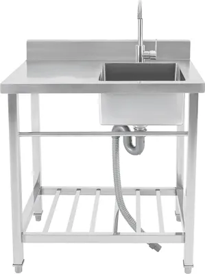 Produktbild von Küchenspüle, freistehendes Design, langlebiger Edelstahl, silber