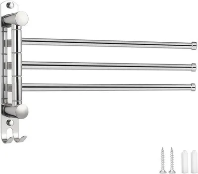 Obrázek produktu pro Věšák na ručníky do koupelny – 3 ramena – 30 x 20 cm – stříbrný