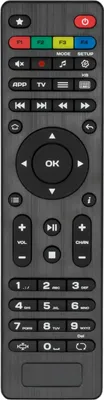 A remote control for a TV or set-top box.