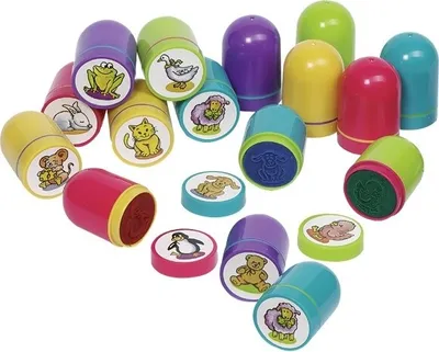 Immagine prodotto di Timbri in plastica con motivi di animali, 10 assortiti, display da 60 pezzi