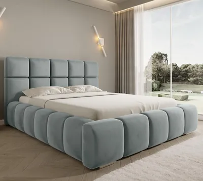 Produktbild von Asti Polsterbett 200x200 cm grau – Velluto Samtbezug, Bettkasten, hochklappbarer Lattenrost mit Gasdruckfedern, Modernes Designerbett