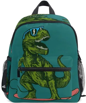 Produktbild von Unyqoos® Kinderrucksack mit Dinosaurier-Motiv, blau, 25,4 x 10,2 x 30,5 cm – Rucksack für Kleinkinder & Jungen, Kita, Schule und Reise