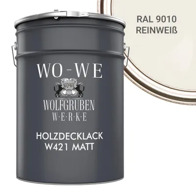 Produktbild von Holzlack Holzfarbe Holzschutzfarbe Möbellack MATT W421 Reinweiß änhl. RAL 9010 - 10L