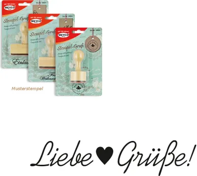 Produktbild von Meyco Holz Stempel "Liebe Grüße" 60x13mm
