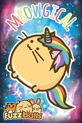 Image de Fuzzballs - Affiche - Meowgical + cadre interchangeable, Shinsuke® Maxi en plastique argenté, vitre en acrylique