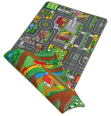 Produktbild von Spielmatte Duoplay wendbar Stadt und Bauernhof 67x100cm Spielteppich