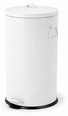 Image de Poubelle Relaxdays, 40 litres, pour cuisine, avec seau intérieur amovible, pédale, système de fermeture en douceur, métal, poubelle rétro, blanche, Image générée par une IA