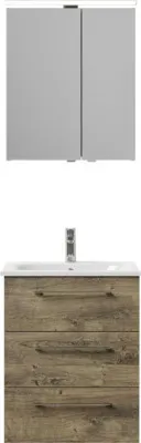 Produktbild von Pelipal Badmöbel-Set Sunline 121 BxHxT 61 x 200 x 46 cm Frontfarbe Eiche ribbeck mit Mineralguss-Waschtisch, Waschtischu