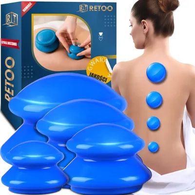 Produktbild von 4er Schröpfen Set mit Schröpfgläser aus Silikon Pumpe Hochwertige Vakuum Massage Vakuumpumpe Cupping Schröpfglas Anti Cellulite Cups Retoo