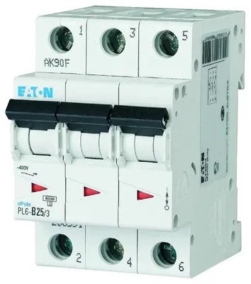 Obrázok produktu pre Nadprúdový istič 3P D 25A 6kA AC PL6-D25/3 286615 Eaton