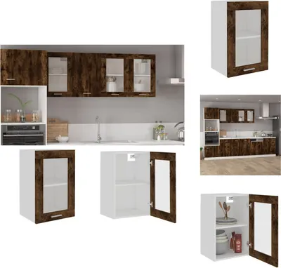 Produktbild von vidaXL Hängeschrank Glas Räuchereiche 40x31x60 cm Holzwerkstoff -  Küchenschränke