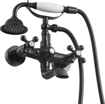 Immagine prodotto di SucceBuy miscelatore da parete per vasca in stile vintage con doccetta, bracci orientabili regolabili e bocca girevole a 360°, set di miscelatori per doccia e vasca in bronzo oliato