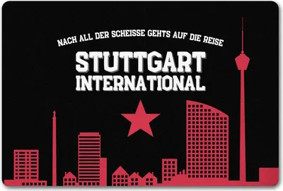Produktbild von Stuttgart Europapokal Fußmatte in 40x60 cm ohne Rand mit Spruch Stuttgart