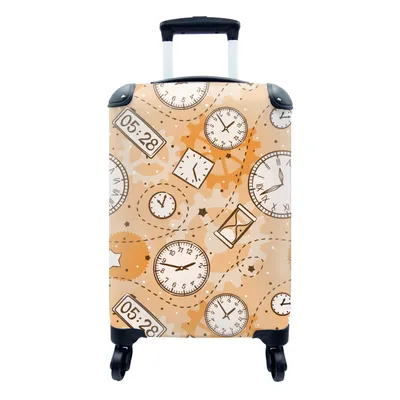 Produktbild von MuchoWow® Koffer Handgepäck Trolley Rollkoffer Kleine Reisekoffer mit 4 Rollen - Muster - Uhr - Sanduhr - Cabin Size < 55x40x23 cm & 55x40x20 cm - Fotokoffer - Kabinenkoffer - Boardgepäck - Reise-Box - Reisekoffer - Reisegepäck - Koffer mit Bild - Trolley für Kinder