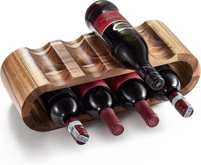 Image de Casier à vin en bois sur pied pour 8 bouteilles - Range-bouteilles peu encombrant pour la décoration du salon
