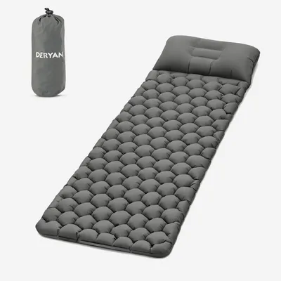 Productafbeelding van Deryan luchtbed – Opblaasbaar campingbed – Grijs – Inclusief draagtas