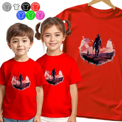 Produktbild von Kinder T-Shirt - KOWBOJ SYLWETKA PUSTYNIA für Jungen - L