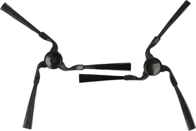 Two sets of black robot vacuum cleaner side brushes are arranged symmetrically on a white background.