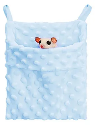 Immagine prodotto di Sacchetto nido e amaca blu per piccoli animali, dimensioni 20x18 cm, adatto per criceti, conigli, ricci e ratti