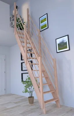 Produktbild von Raumspartreppe Buche 3000 mit Holz-Holz Design Geländer beidseitig