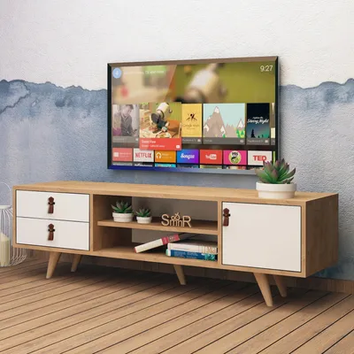 Produktbild von Skye Decor, Lara- LaraARN, Eichenfarbig,,Weiß, TV-Schränke, 53x120x40 cm, 100% Melaminbeschichtete Partikelplatte