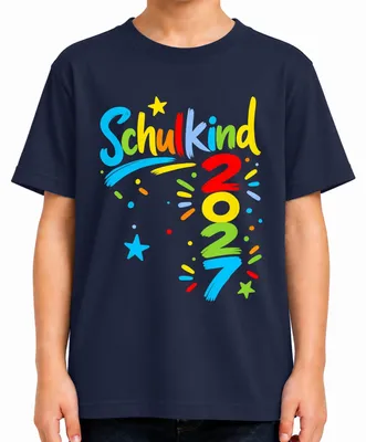 Produktbild von Schulkind 2027 Einschulung Erster Schultag Geschenk Grundschule Kinder T-Shirt, Navy, 140