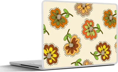 Produktbild von MuchoWow® Laptop Aufkleber Sticker Cover Design - Blumen - Retro - Vintage 32.5x23.5 cm - Sticker für Laptop - Selbstklebend