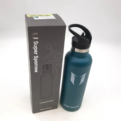 Produktbild von Super Sparrow Trinkflasche Edelstahl - 500ml - Auslaufsicher Thermoskanne, BPA-Frei Wasserflasche - Kohlensäure Thermosflasche für Kinder, Sprudel, Sport, Uni, Schule, Fitness, Outdoor, Camping
