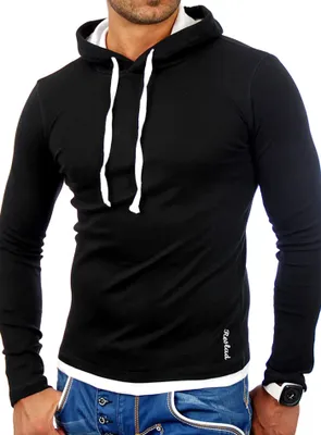 Produktbild von Reslad Sweatshirt Herren Pulli Pullover RS-1003 Schwarz-Weiß M