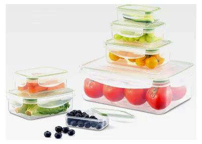 Produktbild von 7-teiliges Frischhaltedosen-Set mit Deckel, rechteckige Kunststoff-Vorratsdosen, BPA-frei, Gefrierdosen, 0,12-2,5L für Mikrowelle, Spülmaschine und Kühlschrank
