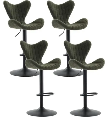 Immagine prodotto di Set di 4 sgabelli da bar, con altezza regolabile, girevoli a 360°, rivestiti in chenille, colore verde