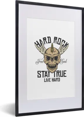 Produktbild von MuchoWow® MuchoWow® Gerahmtes Poster Totenkopf - Vintage - Rock 40x60 cm - Poster mit zchwarzem Bilderrahmen - Poster in Rahmen