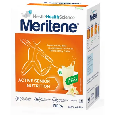 Immagine prodotto di Meritene Active Senior Nutrition Frullato al gusto di vaniglia, ricco di fibre, 14 buste