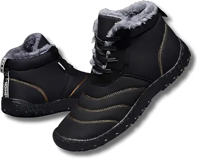 Produktbild von ASKSA Damen Herren Winter Wasserfeste Barfussschuhe Outdoor Traillaufschuhe Barfuss Schuhe, Schwarz, Groesse: 47
