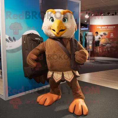 Immagine prodotto di Personaggio in costume della mascotte REDBROKOLY di Brown Hawk vestito con pantaloni da yoga e valigette