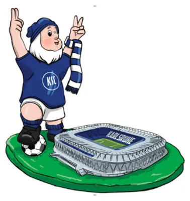 Produktbild von Karlsruher SC Gartenzwerg mit Stadion-Motiv, 26,4 x 25,2 x 19,1 cm