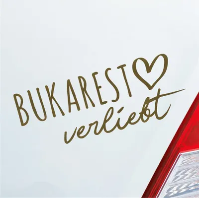 Produktbild von Auto Aufkleber Bukarest verliebt Herz Stadt Heimat Liebe Car 19x8 cm Gold Sticker Heckscheibenaufkleber