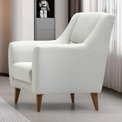 Produktbild von Weißer Designsessel r Relaxsessel Stilvolle Holzfüße