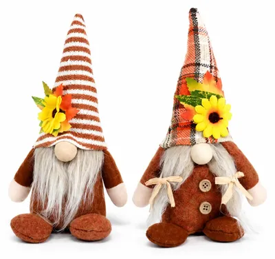 2 Herbst-Wichtelfiguren, 21 cm, Stoff, Erntedank-Deko
