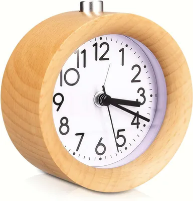 Produktbild von Holz Wecker, Analog Wecker Mit Snooze Und Nachtlicht Funktion, Quarz Wecker ohne Ticken, Vintage Wood Wecker