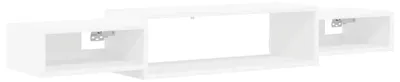 Image de vidaXL Meuble TV mural avec support de fixation, blanc, 140 x 28 x 21 cm