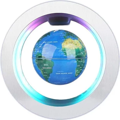 Produktbild von Magnetische Schwebekugel im 4-Zoll-Rahmen, rotierend und schwebend im „O“-Design, bunte LED-Weltkarte, ideal für Dekoration und Geschenke.