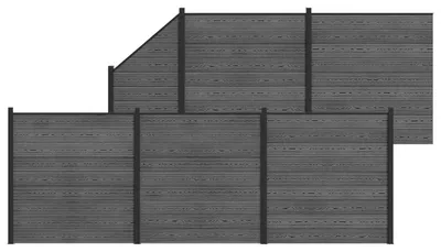 Image de vidaXL Panneau de clôture, lot de 6, WPC et aluminium, gris