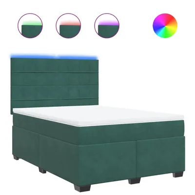 Produktbild von Boxspringbett mit Matratze Dunkelgrün 140x200 cm Samt