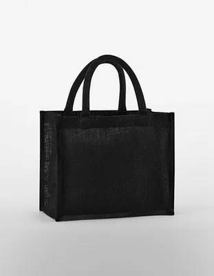 Produktbild von Westford Mill W473 | Natural Starched Jute Midi Bag Einkaufstasche - Farbe: Black/Black - Größe: 30 x 30 x 19 cm