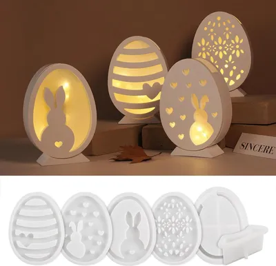 Produktbild von Silikonformen Gießformen Ostern, Silikonform Ostern Hase Silikon Gießform Ostern Silikonform Osterei Gipsformen zum Gießen Osternhase Epoxidharz Formen Giessformen Silikon Ostern für Handwerk (A)